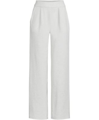 Women's Petite Sport Knit High Rise Pleated Wide Leg Pants