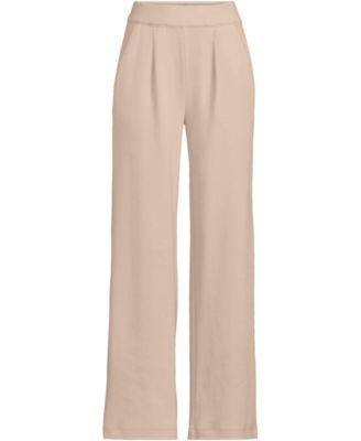 Women's Tall Sport Knit High Rise Pleated Wide Leg Pants