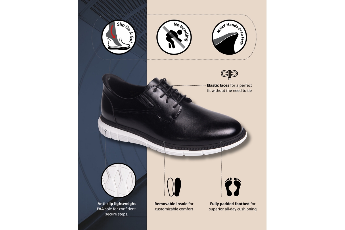 Marc Joseph New York Mens Cloud Street Hands-Free Slip On Lightweight Leather Oxfords