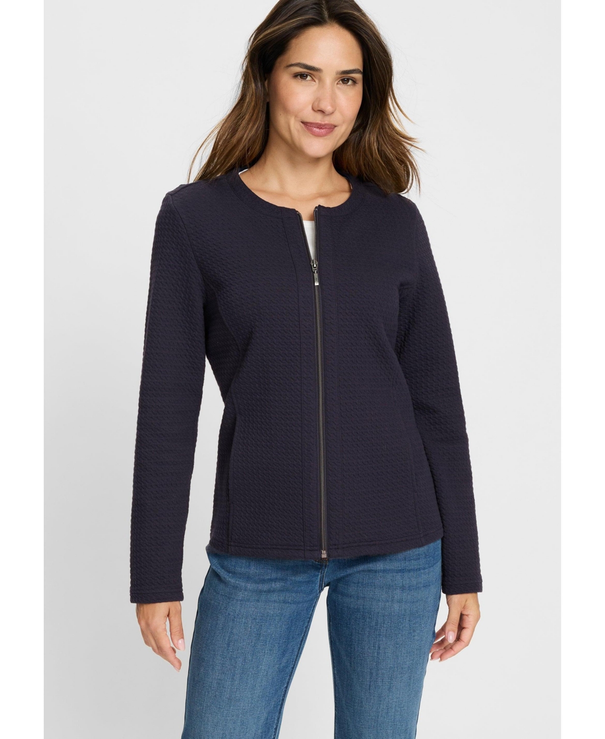 Olsen Women's Houndstooth Texture Jersey Jacket