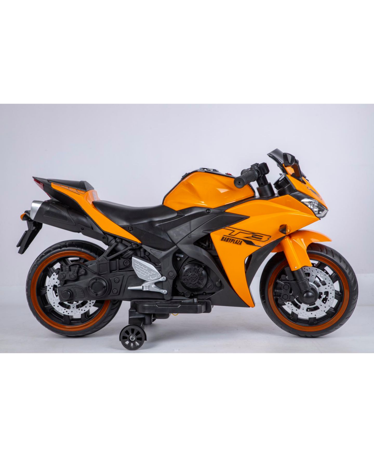 Детская игрушка Streamdale Furniture Tamco Electric Motorcycle with Training Wheels & LED Lights, Ages 3-7, цвет: Оранжевый — фото 4