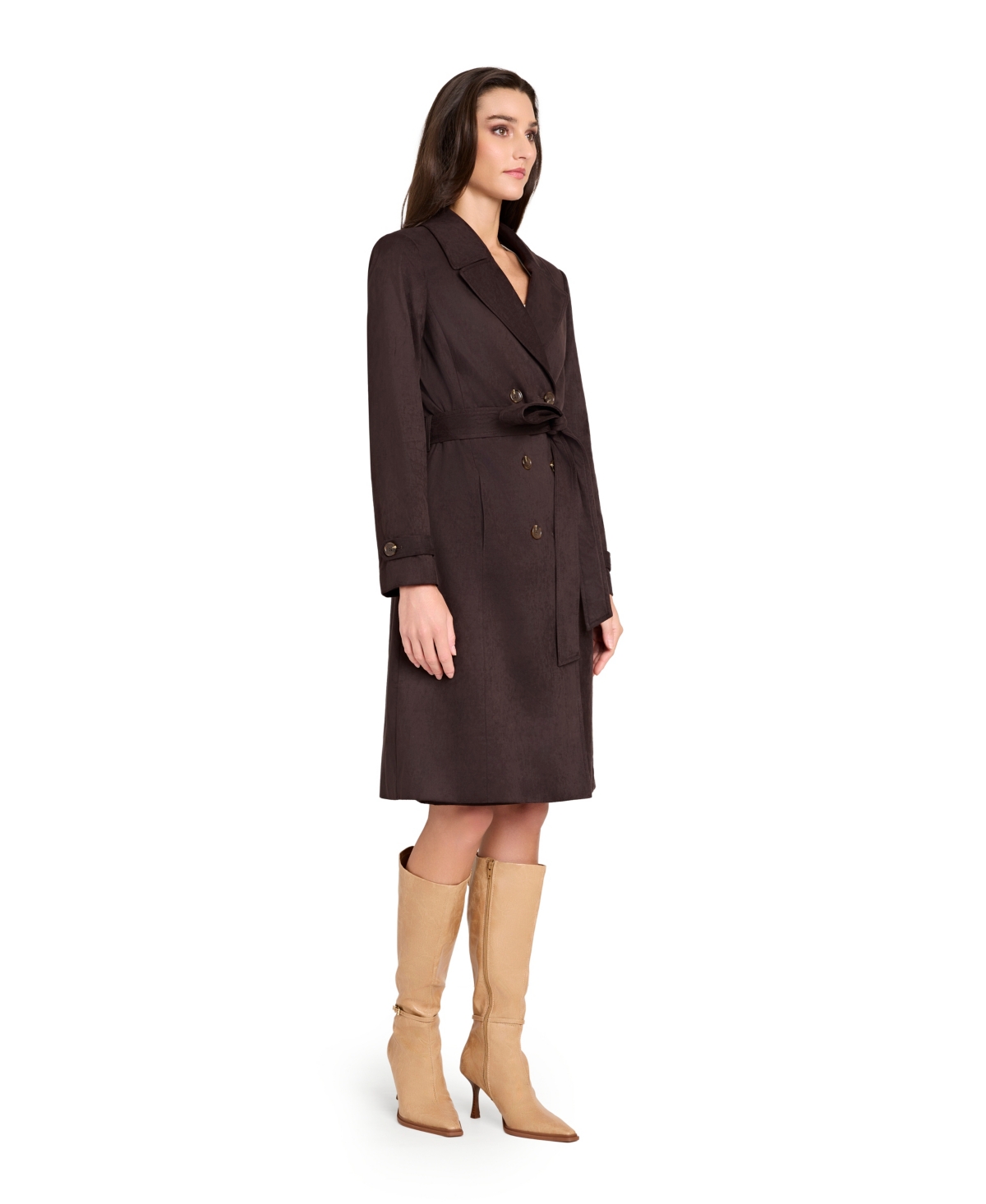 Tahari Asl Women's And Petite Long Sleeve Trench Coat, Regular & Petite In Brown