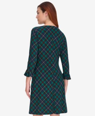Women's Plaid Shift Crewneck Dress