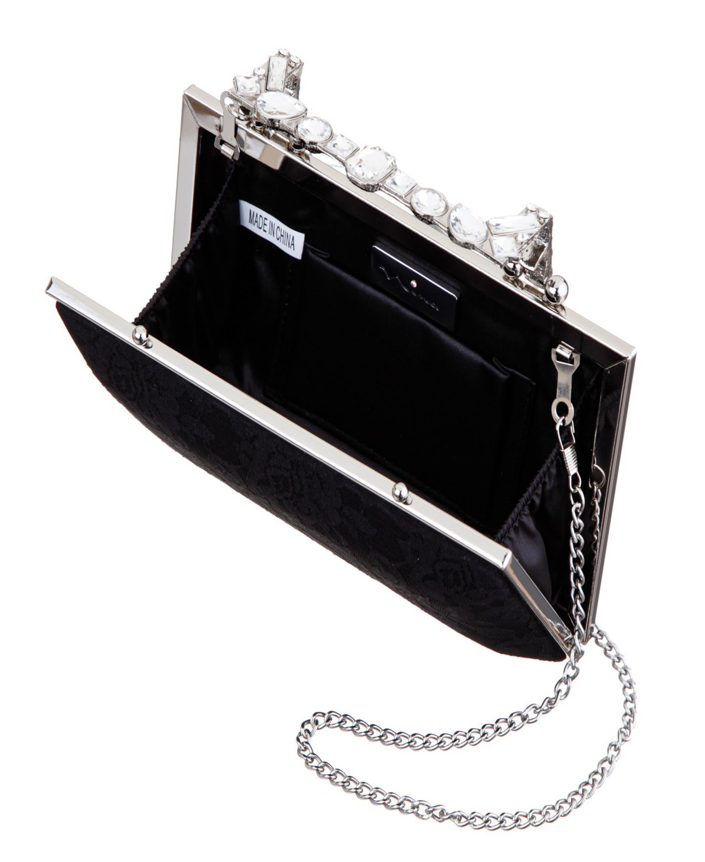 Женский клатч Nina Crystal Handle Lift Lock Lace Clutch, цвет: Чёрный — фото 3
