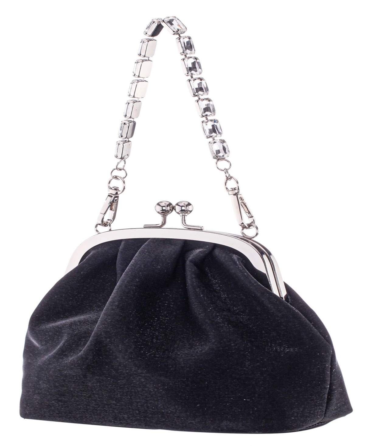 Nina Vintage Style Crystal Handle Frame Clutch In Black