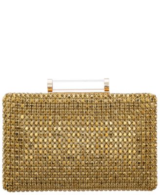 Mini Crystal Encrusted Minaudiere Lift Lock Clutch