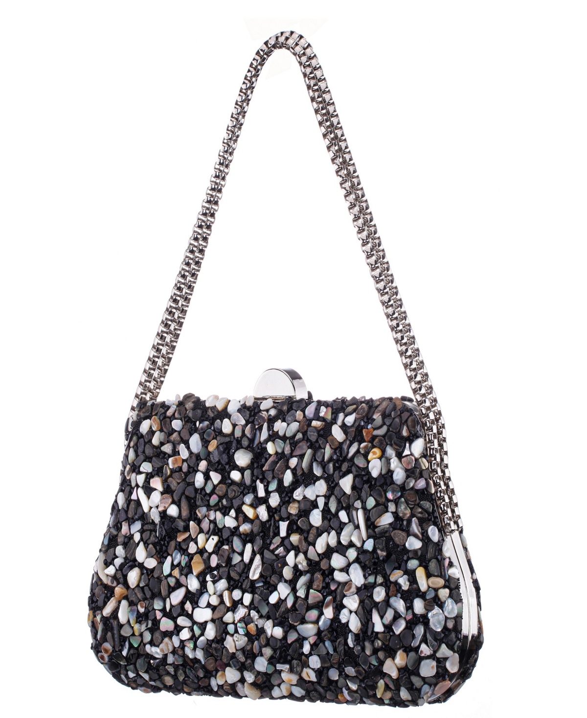 Nina Rock Candy Minaudiere Crystal Lift Lock Clutch In Black