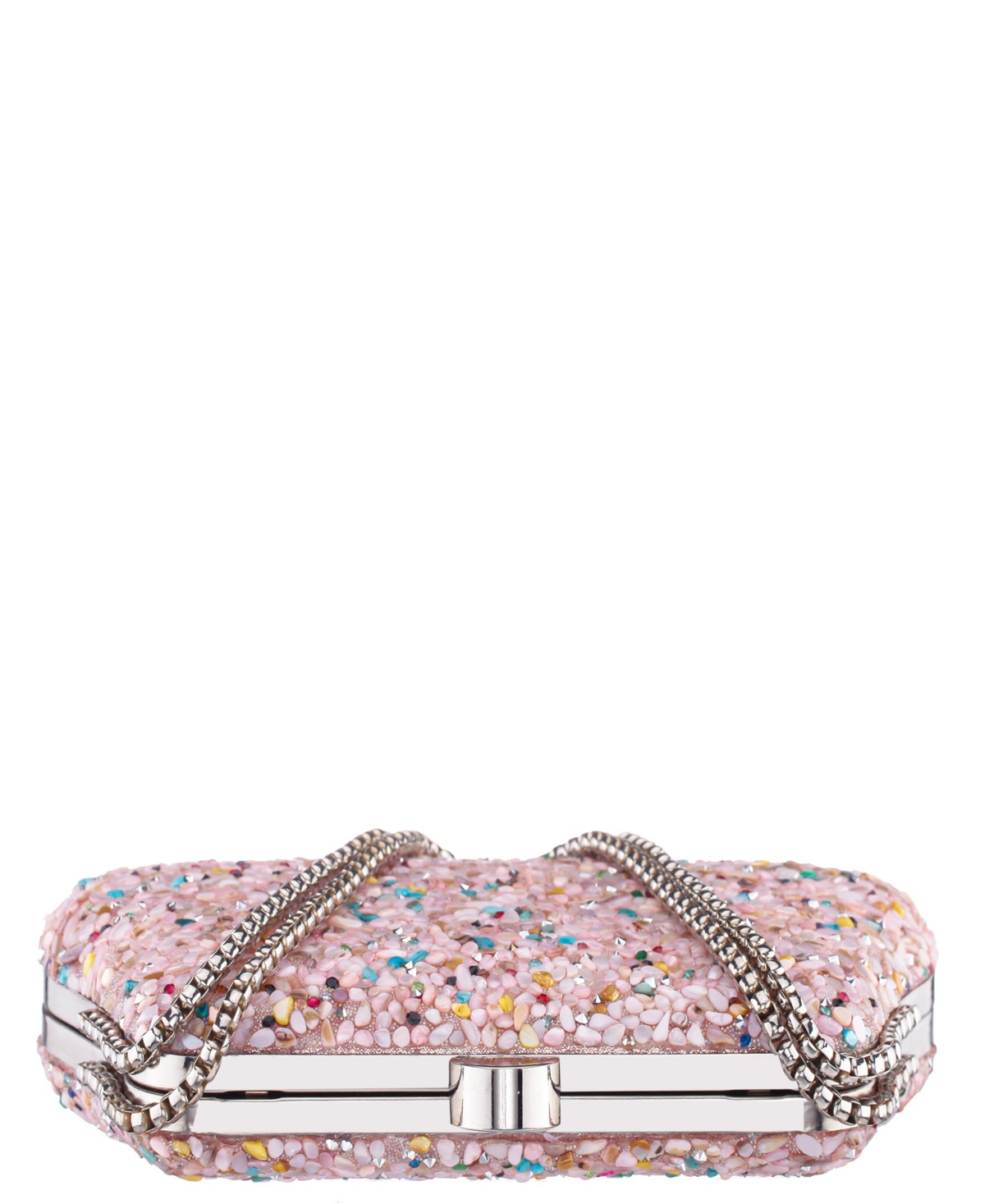 Nina Rock Candy Minaudiere Crystal Lift Lock Clutch In Pink