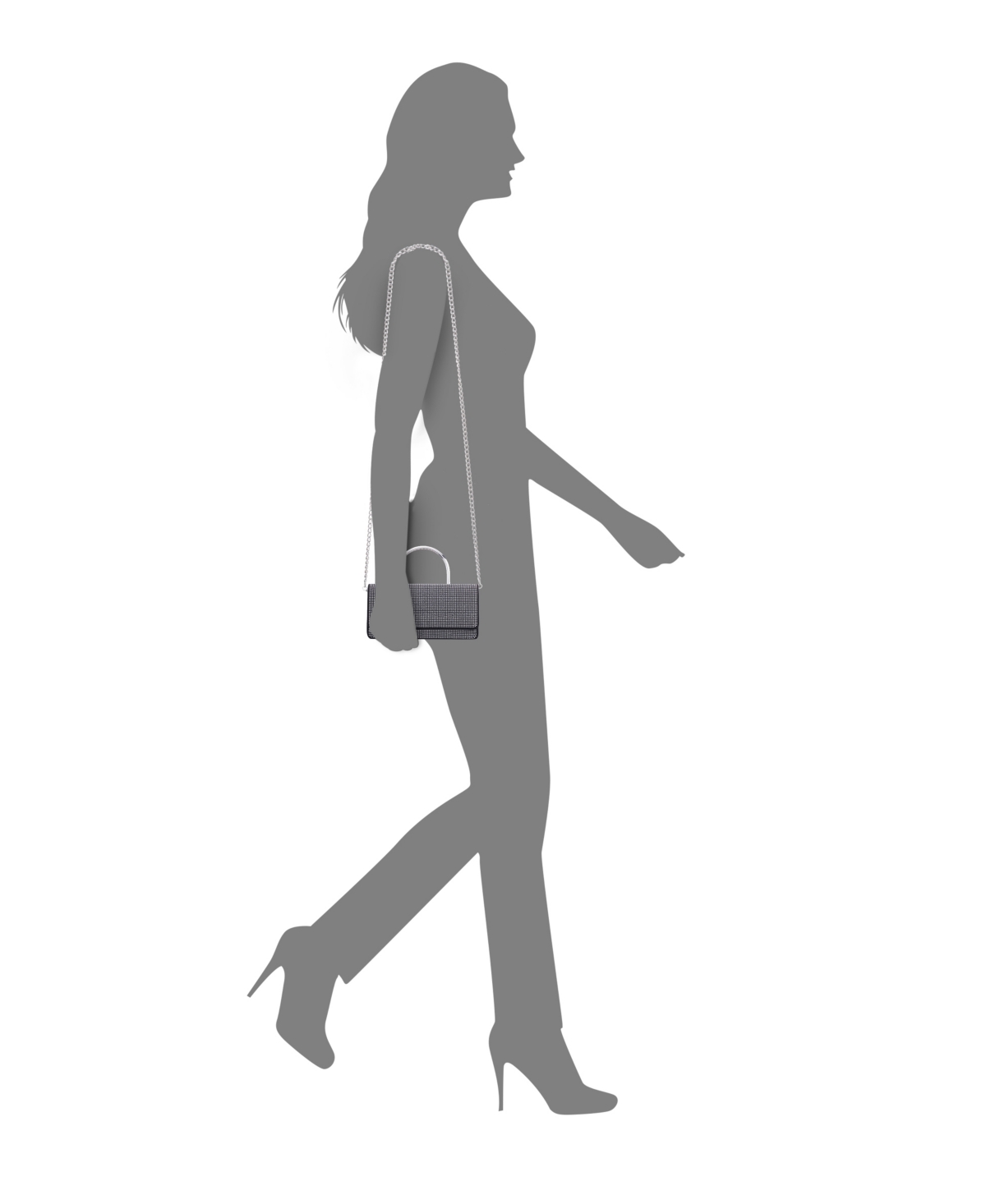 Nina Elongated Crystal Magnetic Snap Satchel Bag In Black