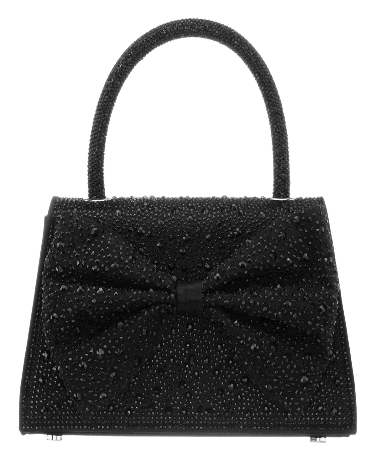 Nina Crystal Magnetic Snap Satchel Bag In Black