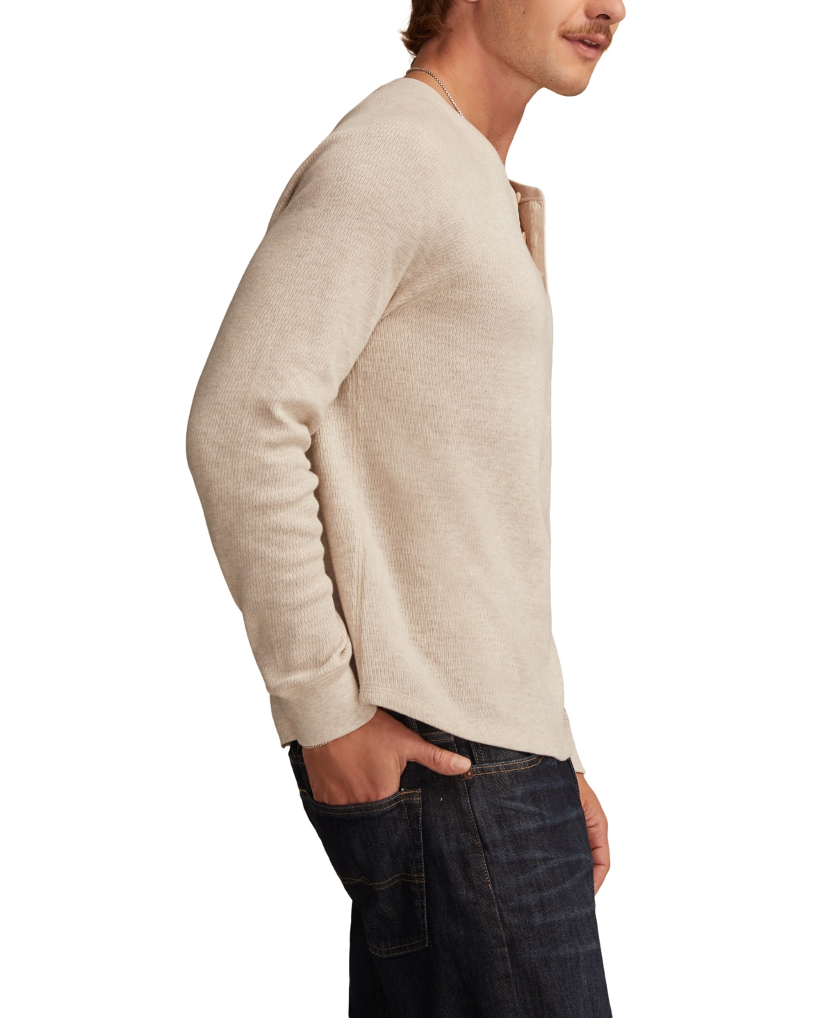 Lucky Brand Men's Birdseye Thermal Henley Long-Sleeve T-Shirt