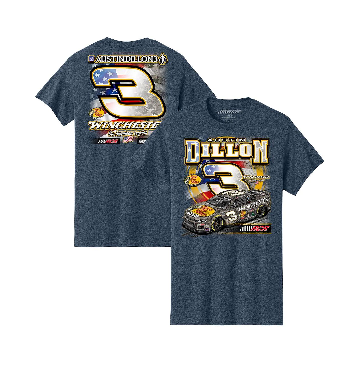 Мужская футболка Richard Childress Racing Team Collection Heather Navy Austin Dillon Bass Pro Shops Flag — фото 1