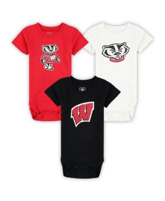 Wes & Willy - Baby Boys and Girls Wisconsin Badgers Three-Pack Bodysuit Set