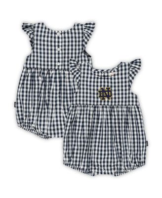 Garb - Girl's Baby Boys and Girls Navy Notre Dame Fighting Irish Cara Gingham Ruffled Bodysuit