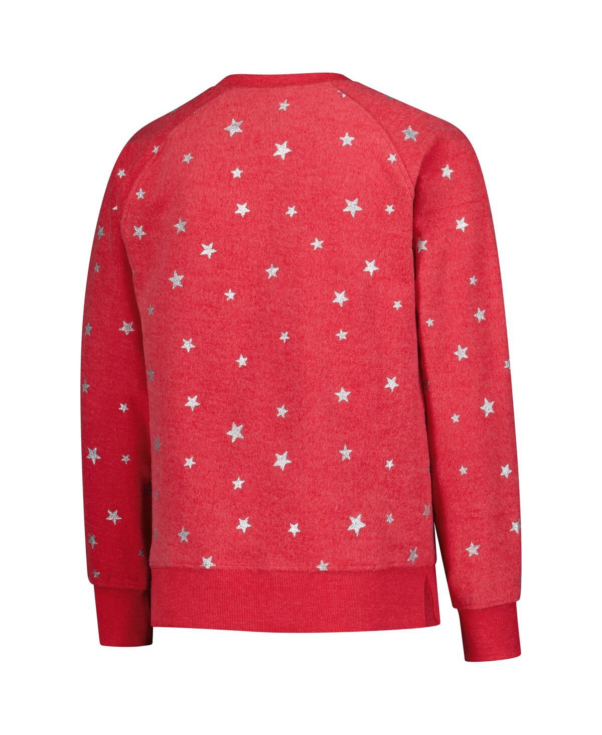 Wes & Willy Big Girls Red Wisconsin Badgers Shimmer Star Reverse Sweatshirt In Red