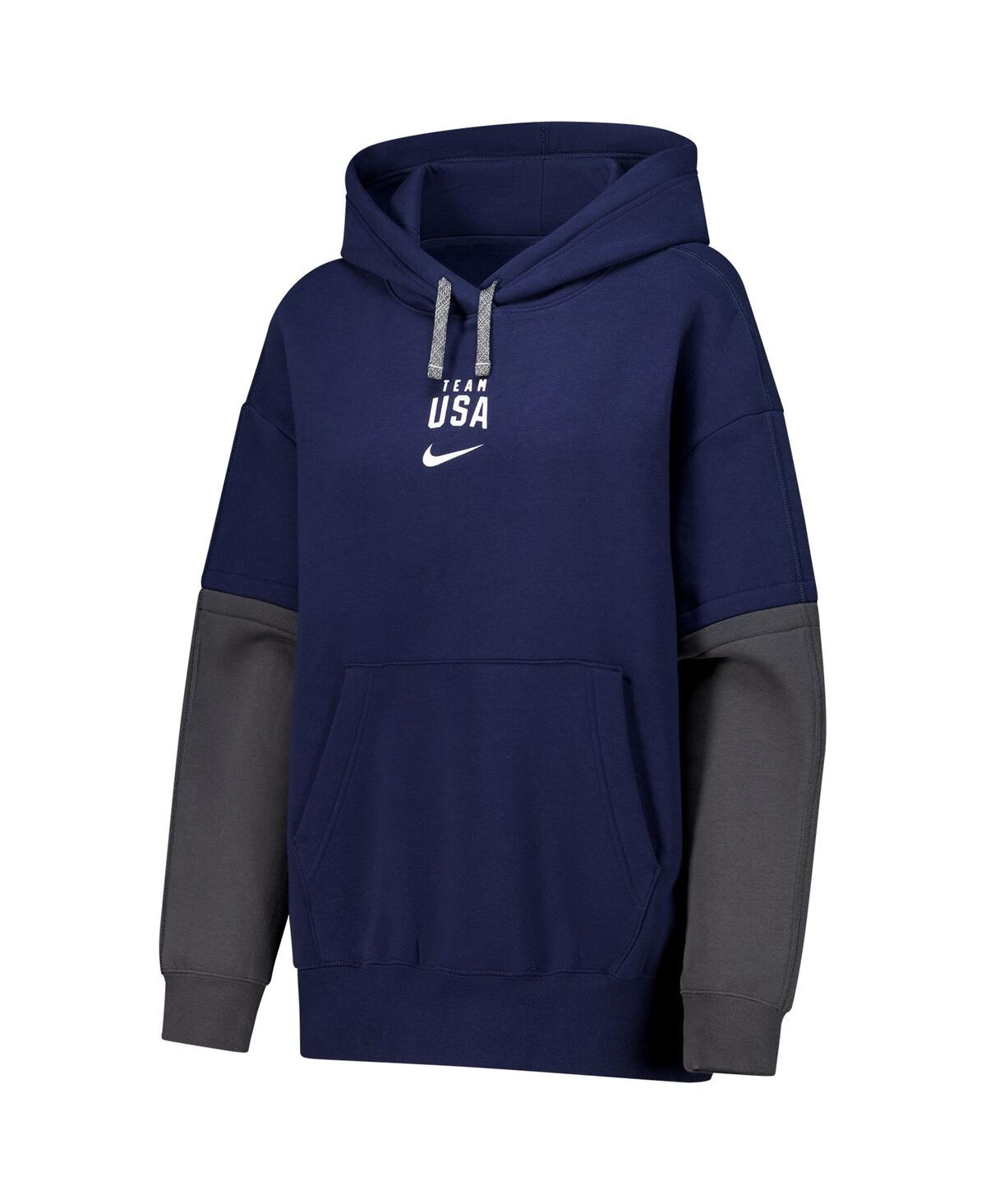 Nike Women's Navy Color Block Essential Pullover Hoodie In Blue