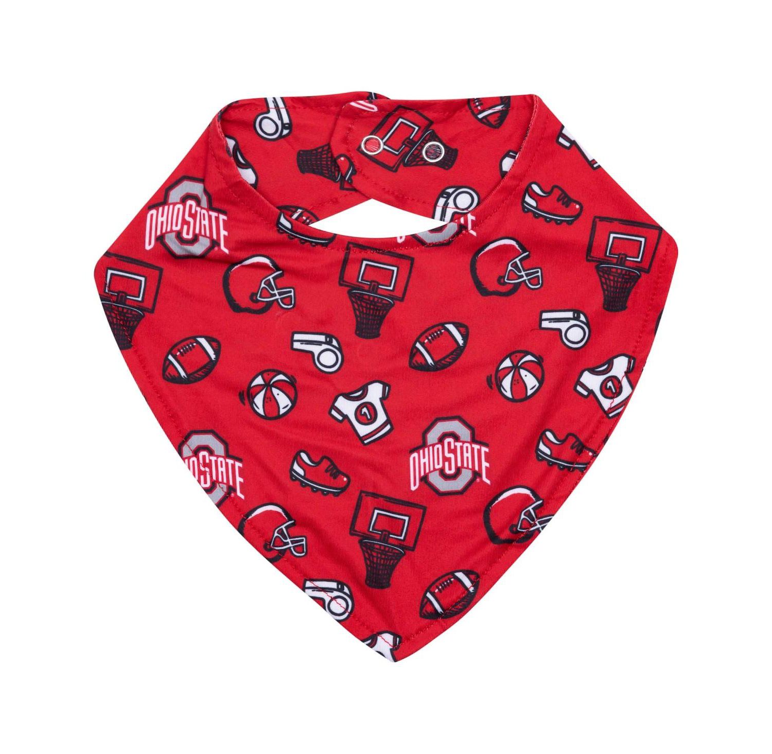 Scarlet Ohio State Buckeyes All Over Print Baby Bib