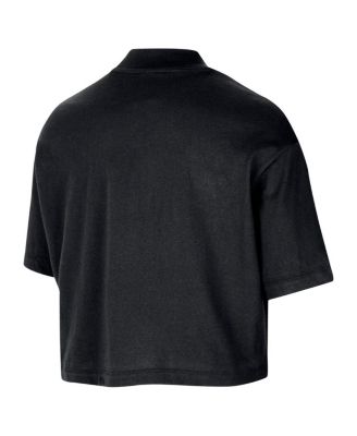 Women's Black Chicago Bulls Courtside Mock Neck Loose Fit Cropped T-Shirt