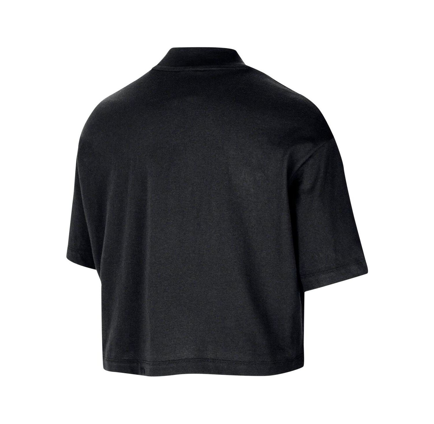 Women's Black Chicago Bulls Courtside Mock Neck Loose Fit Cropped T-Shirt