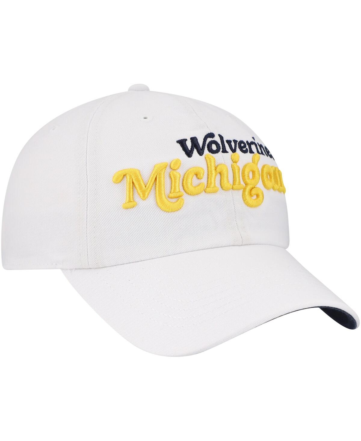 47 Brand Women's White Michigan Wolverines Pensacola Clean Up Adjustable Hat In White