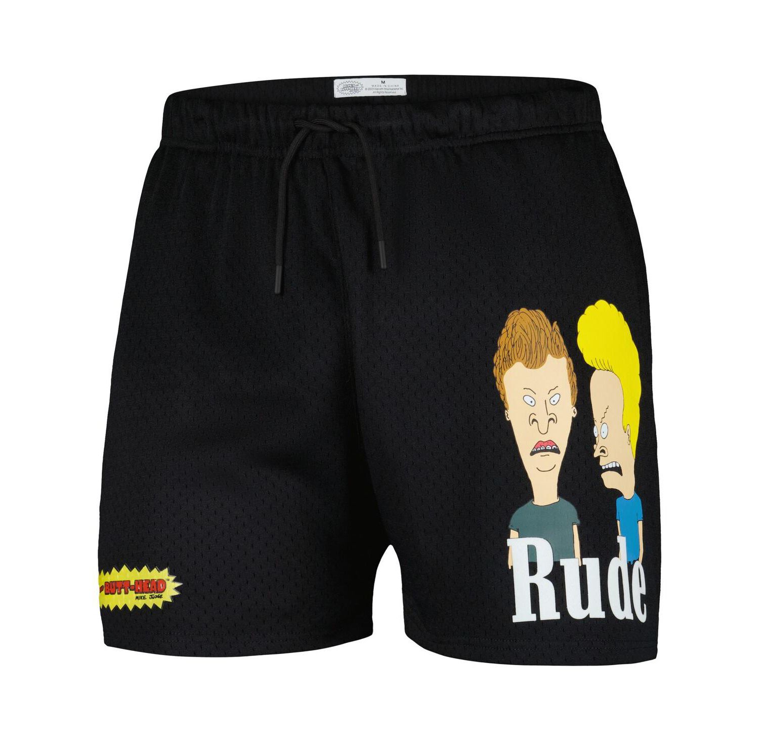 Men's Black Beavis and Butt-Head Rude Mesh Shorts
