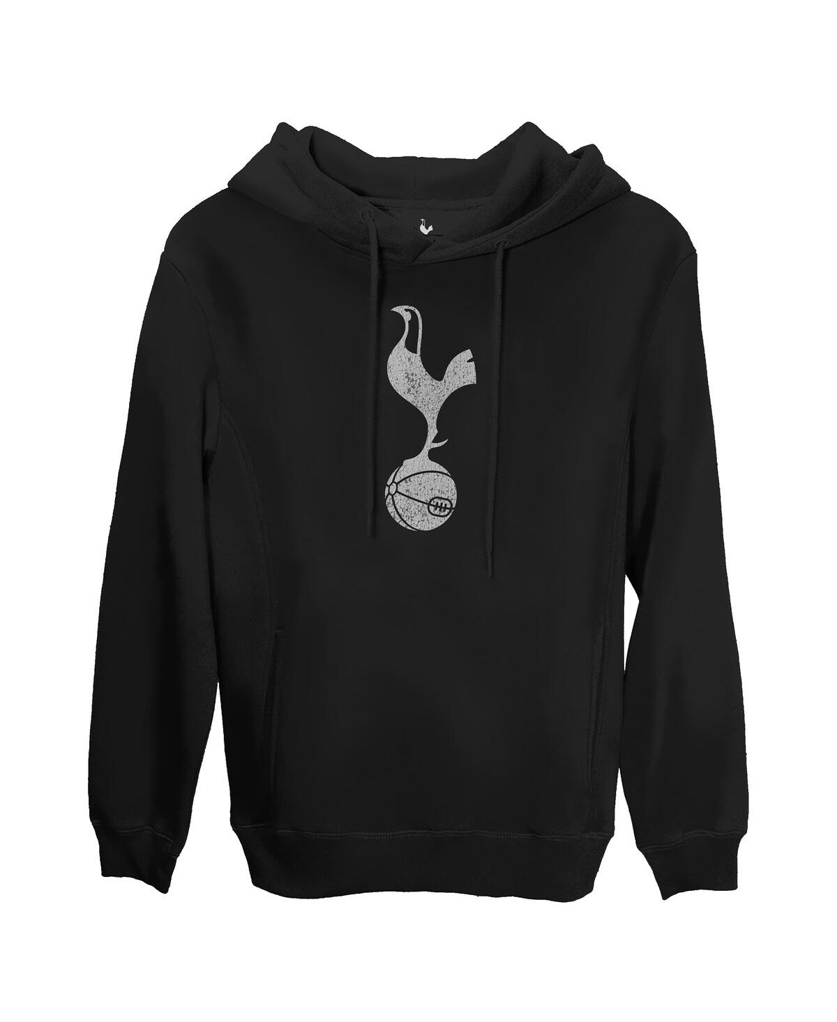 1863fc Men's Black Tottenham Hotspur Monochrome Badge Fleece Pullover Hoodie In Black