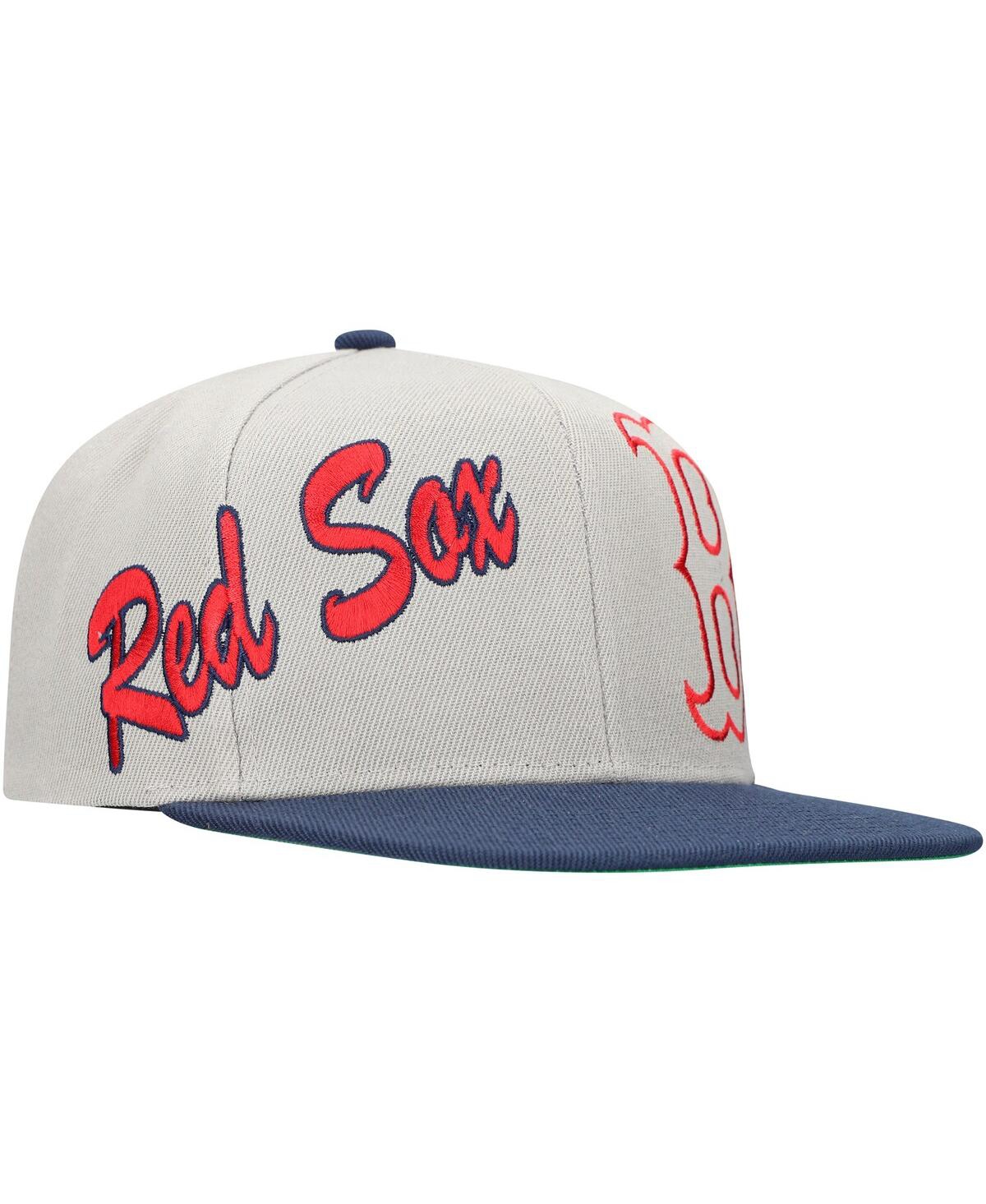 Mitchell & Ness Men's Gray Boston Red Sox Knock Out Panel Snapback Hat In White