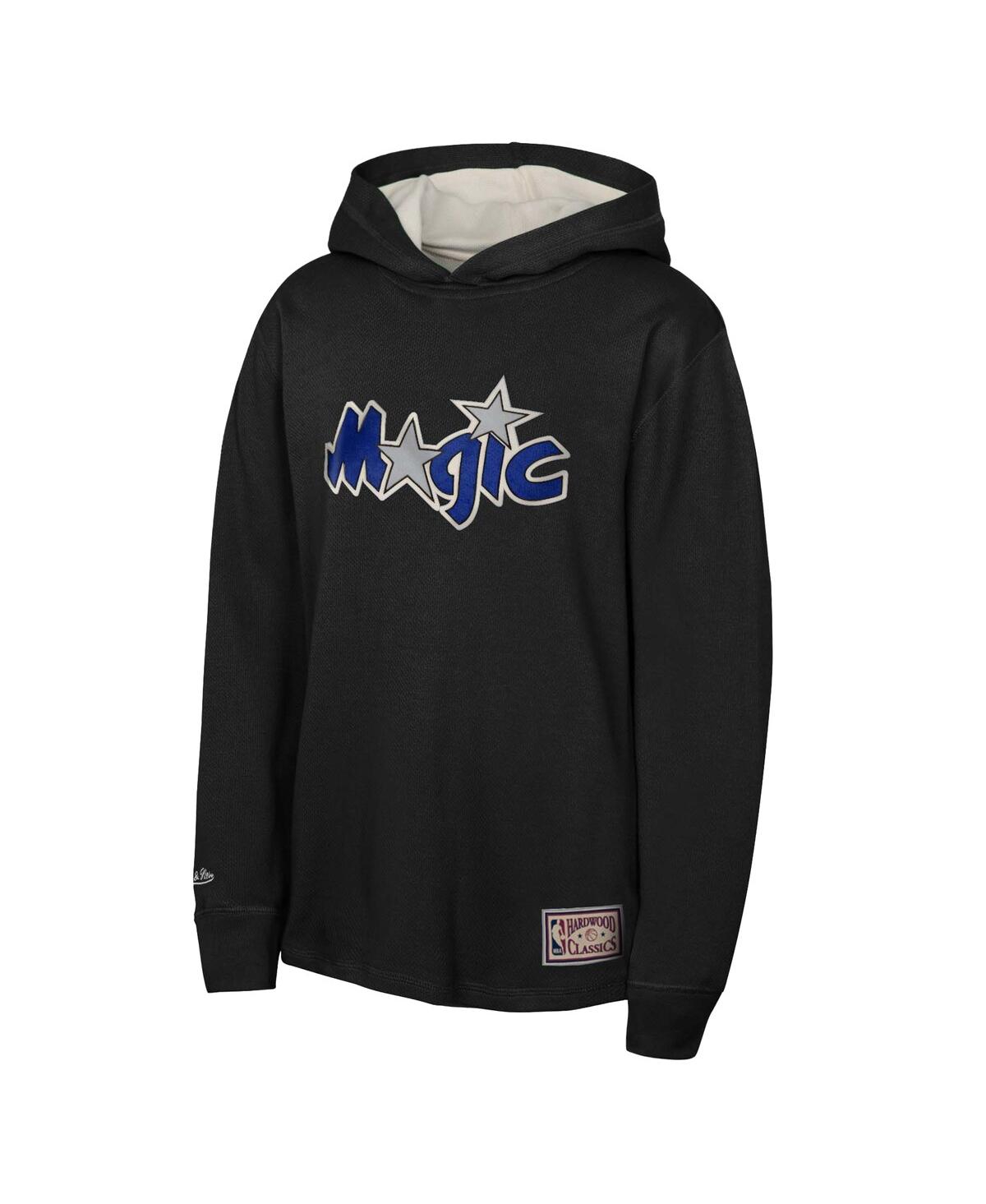 Mitchell & Ness Big Boys And Girls Black Orlando Magic Hardwood Classics Lightweight Thermal Long Sleeve Hoodie T-sh In Black