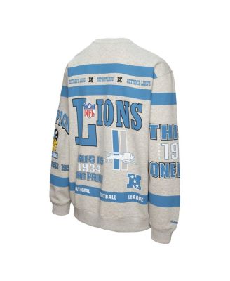 Men's Heather Gray Detroit Lions All Over Print Fleece Crewneck Sweatshirt