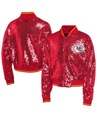 Outerstuff - Big Boys and Girls Girl's Red Kansas City Chiefs Glam Squad Sequin Jacket