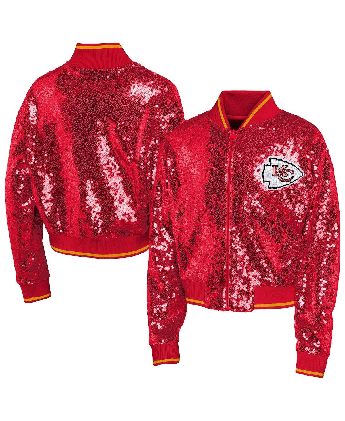Outerstuff Youth Girl's  Red Kansas City Chiefs Glam Squad Sequin Jacket In Multi