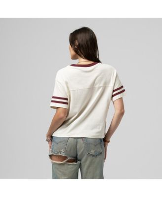 Women's Cream Texas A&M Aggies Cropped Ringer T-Shirt