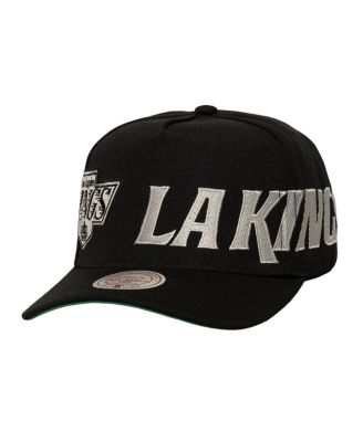 Mitchell & Ness - Men's Black Los Angeles Kings Busted Logo Wordmark Wrap-Around Pro Pinch Adjustable Hat