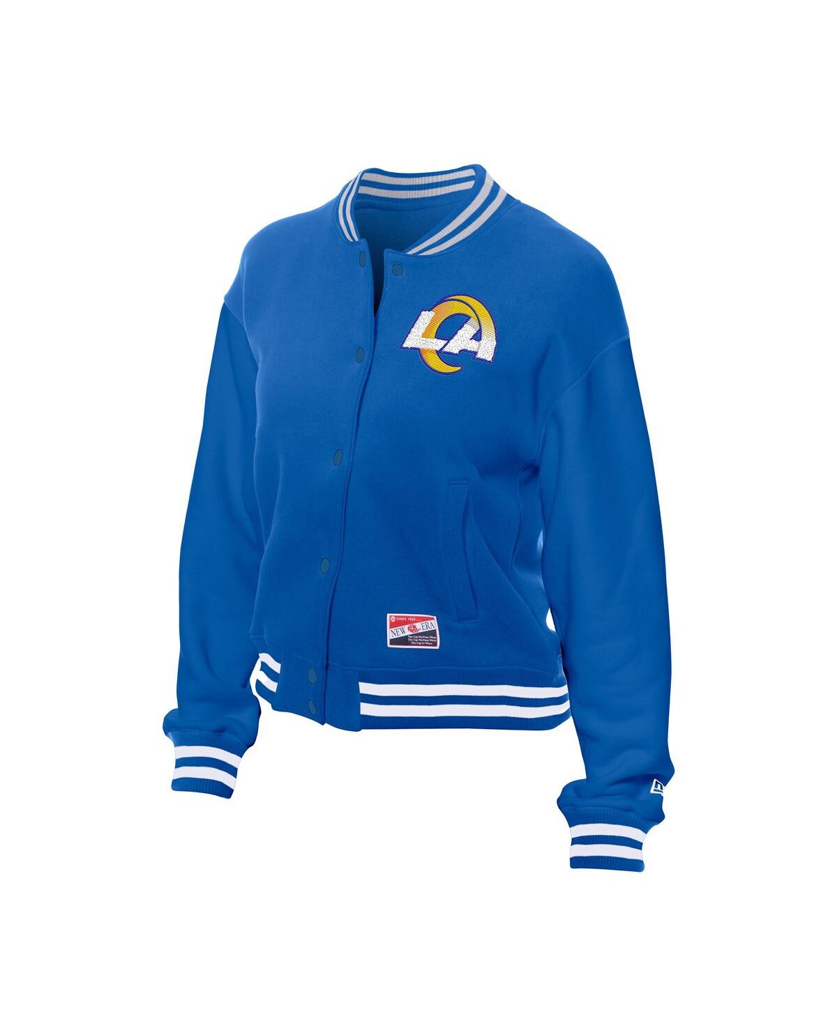 New Era Women's Royal Los Angeles Rams Throwback Fleece Full-snap Jacket In Animal Print