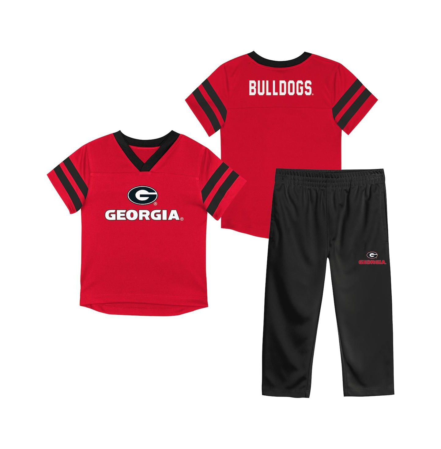 Детский комплект Outerstuff Baby Boys and Girls 2-Piece Red Georgia Bulldogs Team Logo Red Zone Top and Pants Set — фото 1