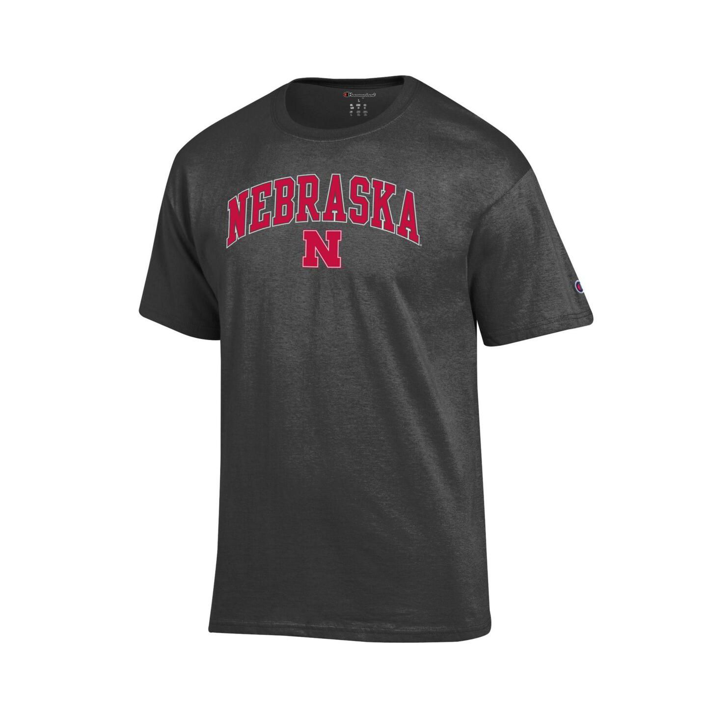 Мужская футболка Champion Charcoal Nebraska Huskers Arch Over Logo — фото 2
