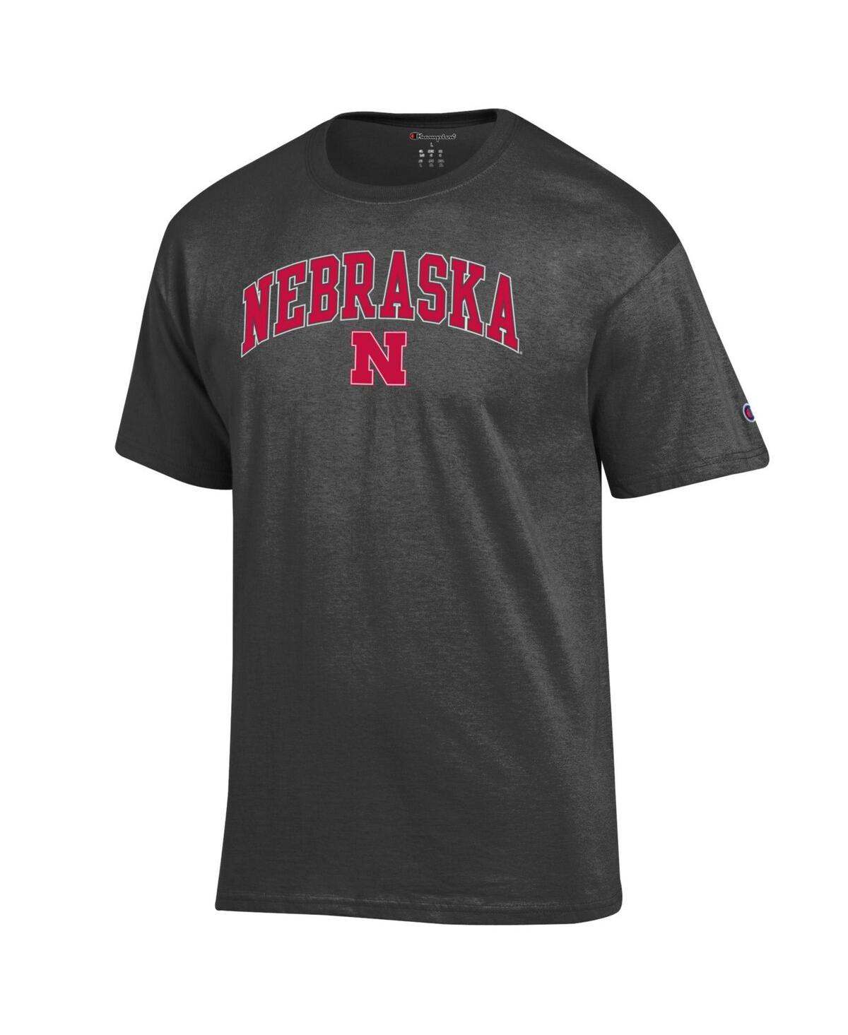 Champion Men's Charcoal Nebraska Huskers Arch Over Logo T-shirt In Gray