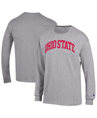 Champion - Men's Heather Gray Ohio State Buckeyes Basic Arch Long Sleeve T-Shirt