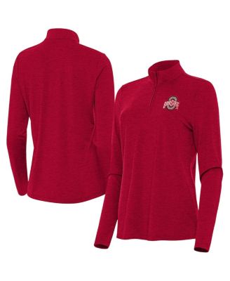 Antigua - Women's Heather Scarlet Ohio State Buckeyes Bright Quarter-Zip Top
