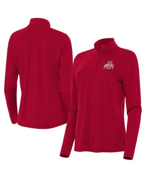 Женский топ Antigua Heather Scarlet Ohio State Buckeyes Bright Quarter-Zip