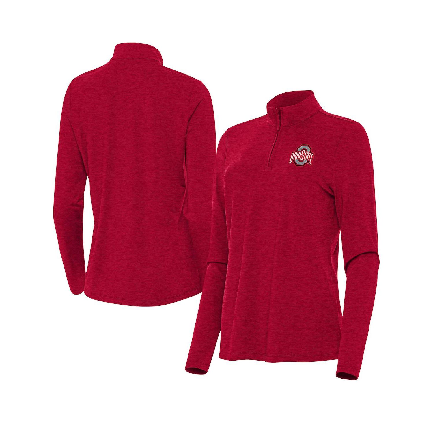 Women's Heather Scarlet Ohio State Buckeyes Bright Quarter-Zip Top