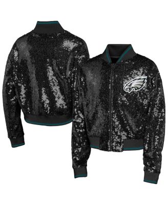 Outerstuff - Big Boys and Girls Girl's Black Philadelphia Eagles Glam Squad Sequin Jacket