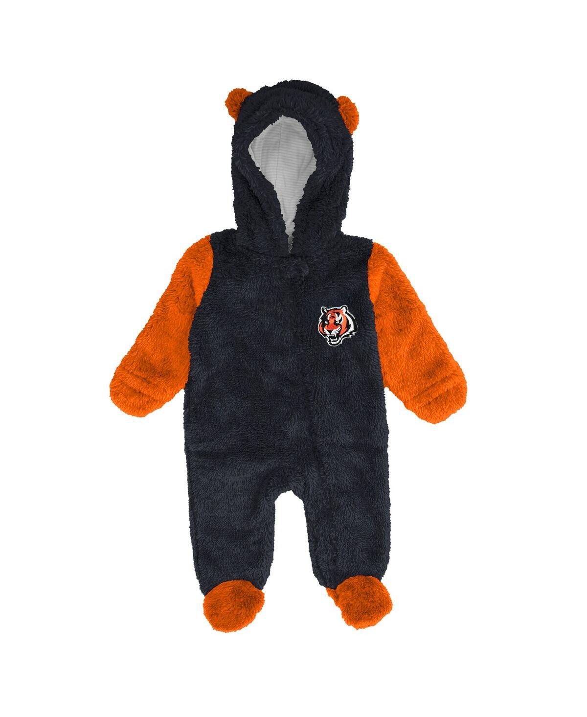 Outerstuff Baby Boys And Girls Black Cincinnati Bengals Stay Napping Fleece Bunting Full-zip Sleeper In Black