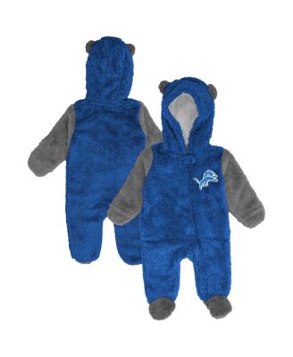 Outerstuff - Baby Boys and Girls Blue Detroit Lions Stay Napping Fleece Bunting Full-Zip Sleeper