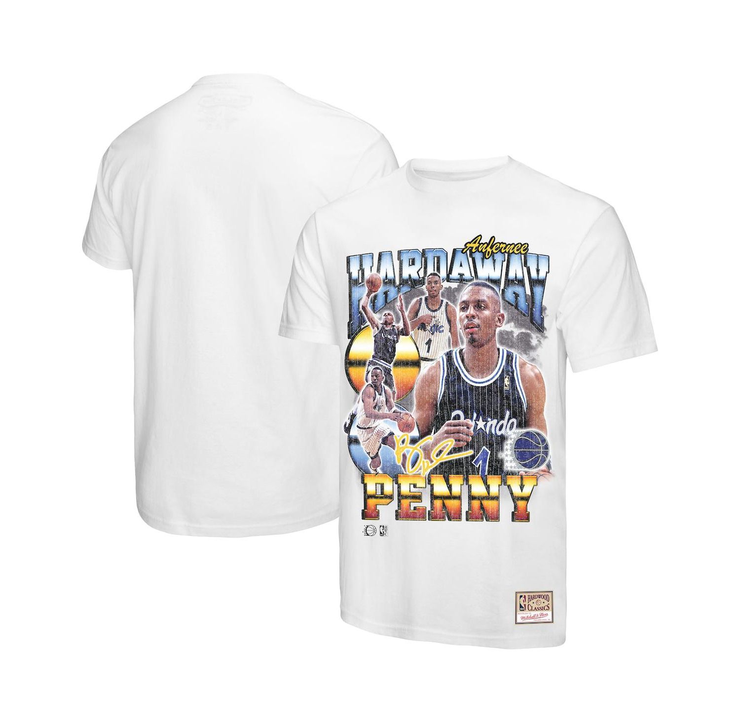 Men's Penny Hardaway White Orlando Magic Hardwood Classics Commemorative Player Collage T-Shirt