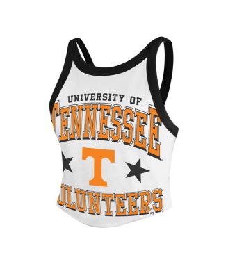 Women's White Tennessee Volunteers Energize Sporty Cropped Racerback Tank Top