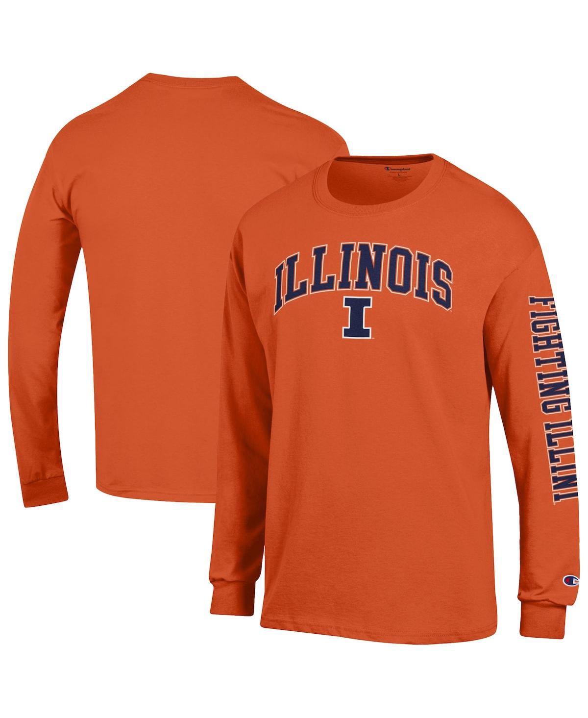 Champion Men's Orange Illinois Fighting Illini Arch Over Logo 2-Hit Long Sleeve T-Shirt - Orange