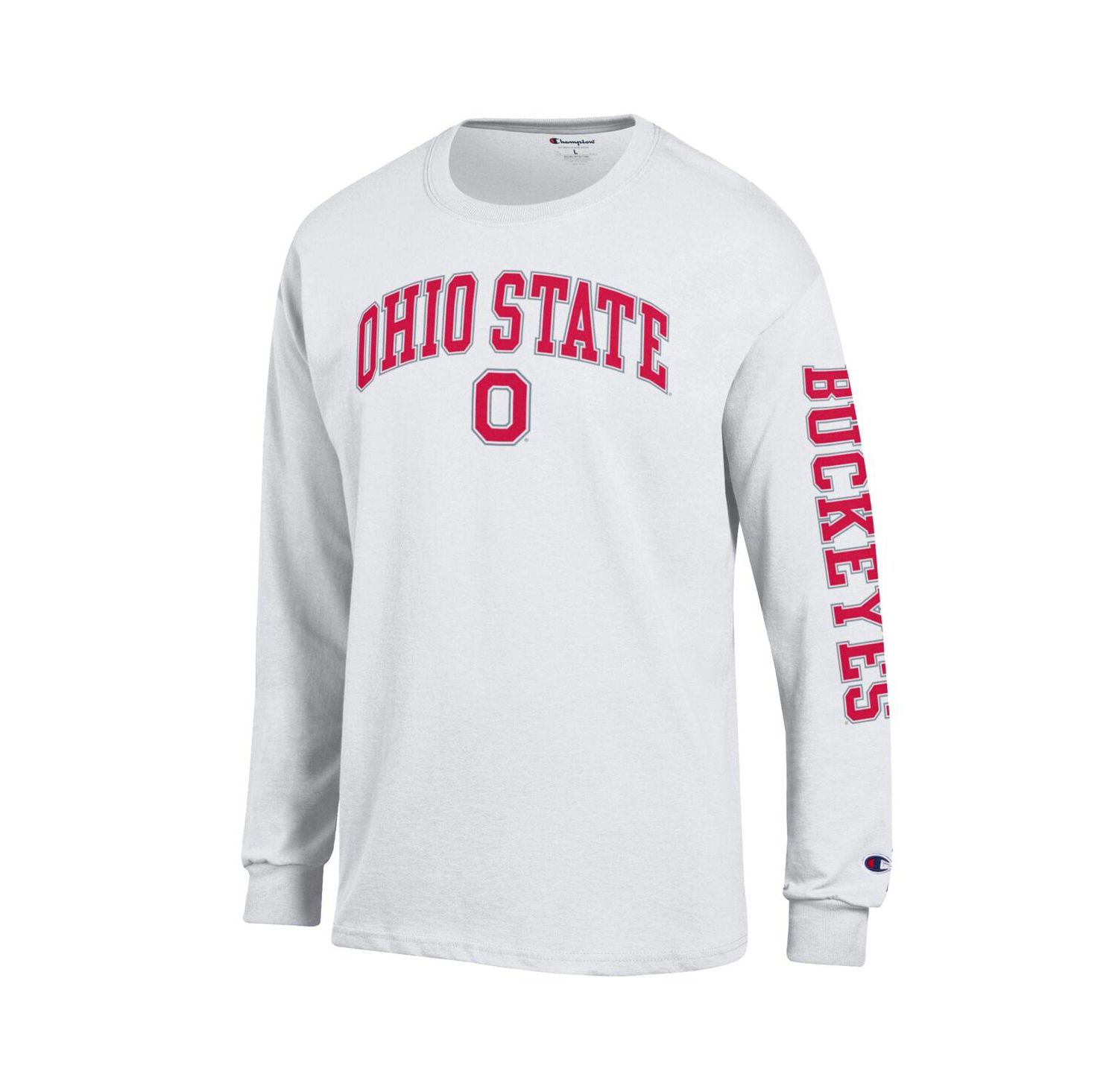 Men's Scarlet Ohio State Buckeyes Arch Over Logo 2-Hit Long Sleeve T-Shirt