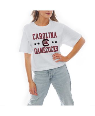 Gameday Couture - Women's White South Carolina Gamecocks Stars Boxy Fit Cropped T-Shirt