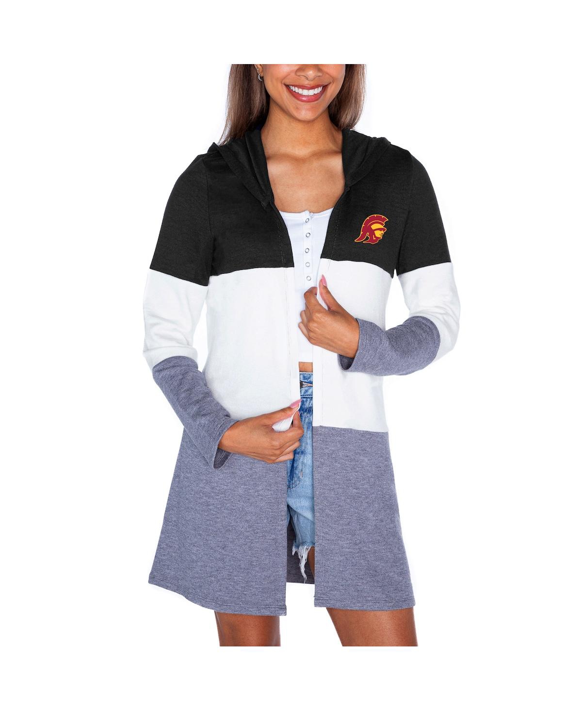 Gameday Couture Women's Black Usc Trojans Color Block Hooded Cardigan In Black